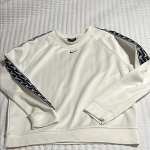Nike Womens Cream Crewneck Sweater with Black Accents